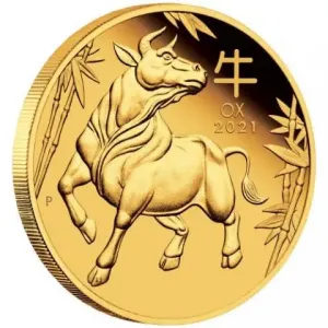 Lunar Serie III Year of the Ox 2021 1 ozt Gullmynt i kapsel